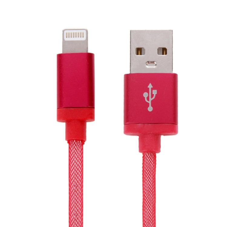 1m Net Style Metal Head 8 Pin to USB Data / Charger Cable(Red) - free shipping - PMC Jewellery - Order now!