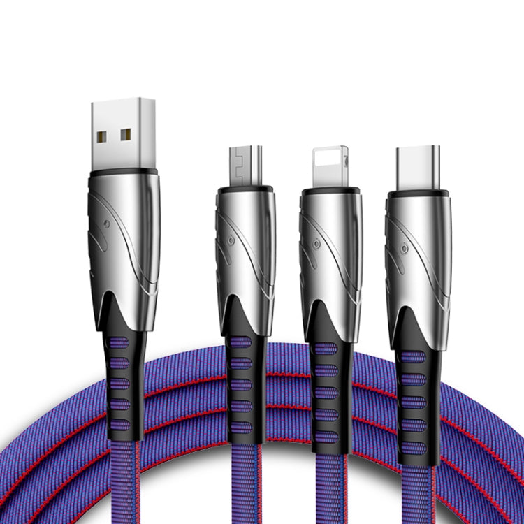 K051 1.2m 3 in 1 USB to 8 Pin + USB-C / Type-C + Micro USB Shark Fabric Data Cable(Blue) - free shipping - PMC Jewellery - Order now!