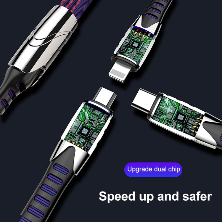 K051 1.2m 3 in 1 USB to 8 Pin + USB-C / Type-C + Micro USB Shark Fabric Data Cable(Blue) - free shipping - PMC Jewellery - Order now!