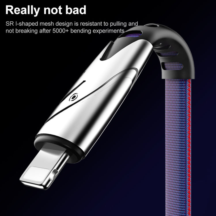 K051 1.2m 3 in 1 USB to 8 Pin + USB-C / Type-C + Micro USB Shark Fabric Data Cable(Blue) - free shipping - PMC Jewellery - Order now!