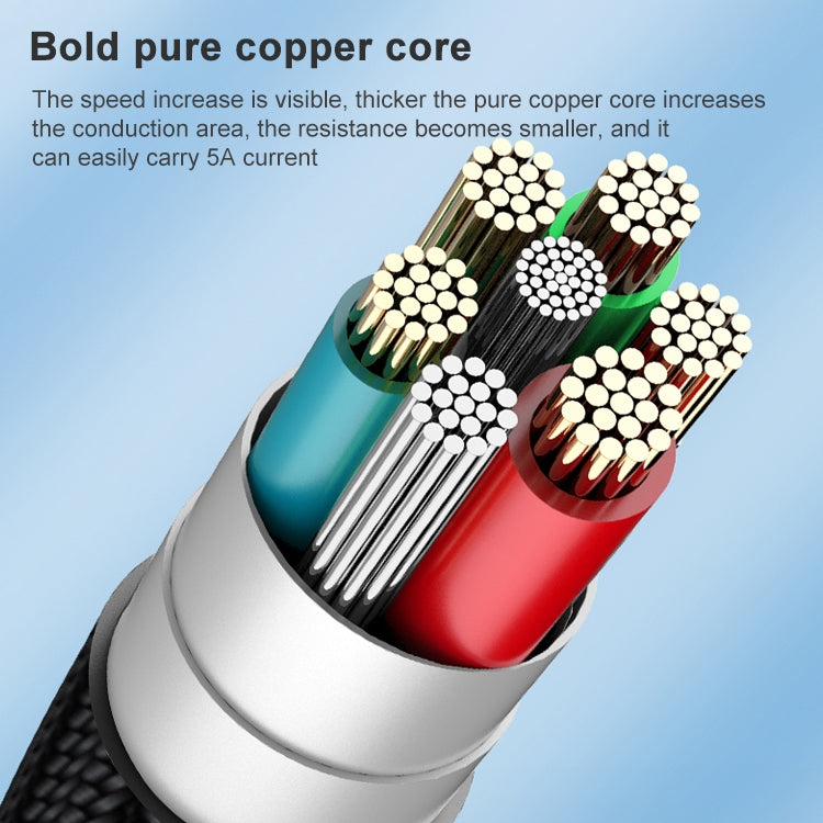 ADC-66 5A 66W 3 in 1 USB to 8 Pin + Micro USB + USB-C / Type-C Fast Charging Braided Data Cable, Cable Length: 1.2m - Multifunction Cable by PMC Jewellery | Online Shopping South Africa | PMC Jewellery | Buy Now Pay Later Mobicred