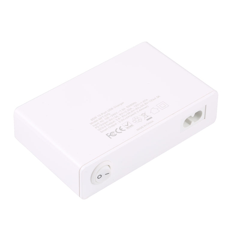 MFT-03Q 10 in 1 65W QC3.0 USB Smart Fast Charger, EU Plug(White) - USB Charger by PMC Jewellery | Online Shopping South Africa | PMC Jewellery | Buy Now Pay Later Mobicred