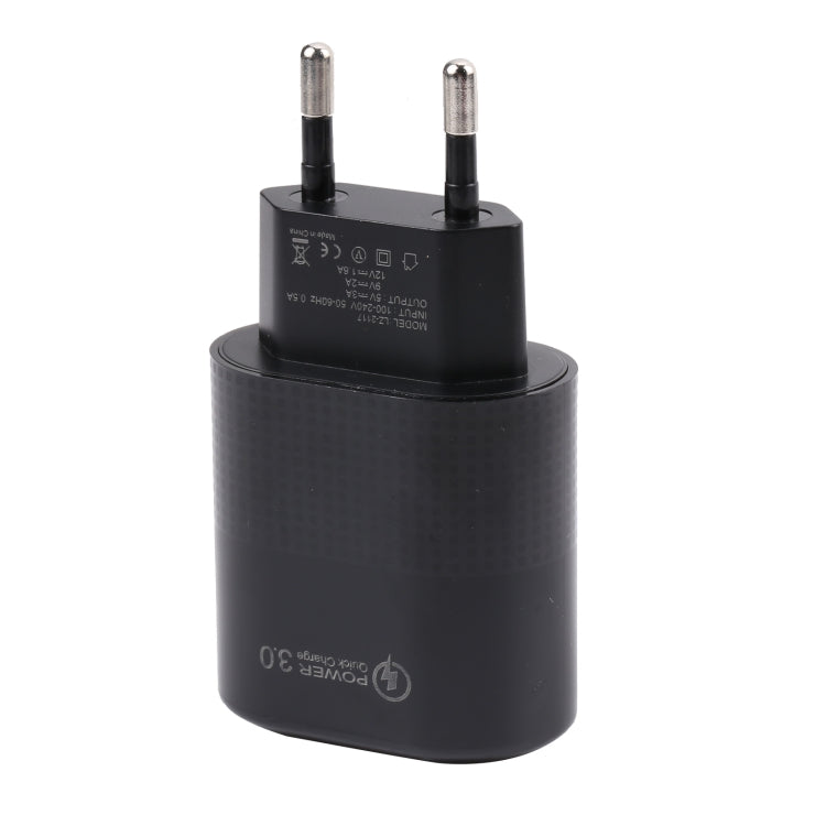 LZ-2117 18W QC3.0 3.1A USB Fast Charger, EU Plug(Black) - USB Charger by PMC Jewellery | Online Shopping South Africa | PMC Jewellery | Buy Now Pay Later Mobicred