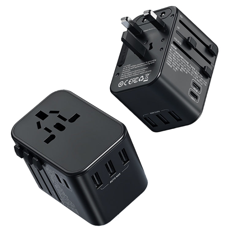 ROCK T62 35.5W Global Travel Multifunctional Plug PD Charger Power Adapter(Black) - free shipping - PMC TechLife - Order now!