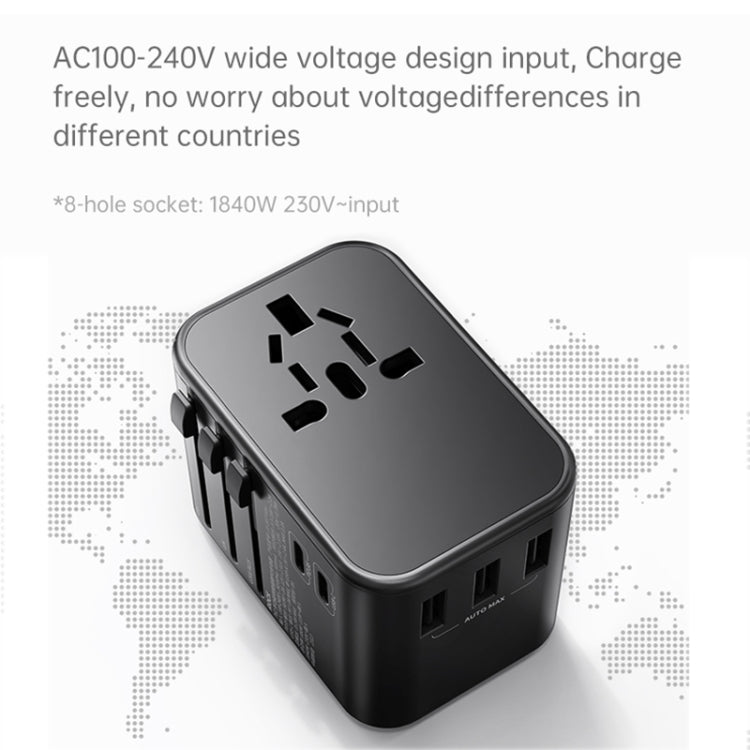 ROCK T62 35.5W Global Travel Multifunctional Plug PD Charger Power Adapter(Black) - free shipping - PMC TechLife - Order now!