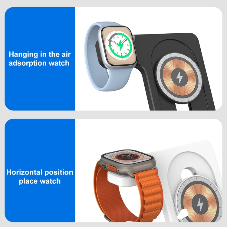 U17 15W 5 in 1 Folding Magnetic Wireless Charger with Night Light (Black) - free shipping - PMC Jewellery - Order now!