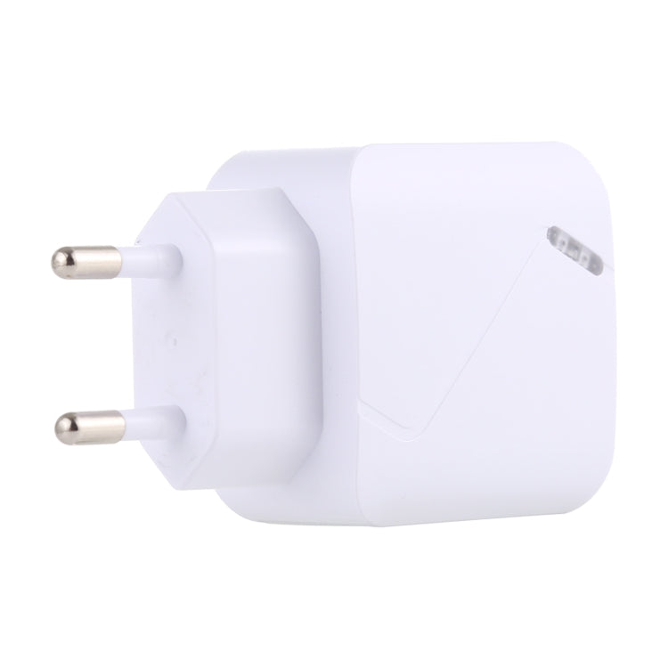 LZ-819A+C QC3.0 USB + PD 18W USB-C / Type-C Interfaces Travel Charger with Indicator Light, EU Plug (White) - free shipping - PMC Jewellery - Order now!