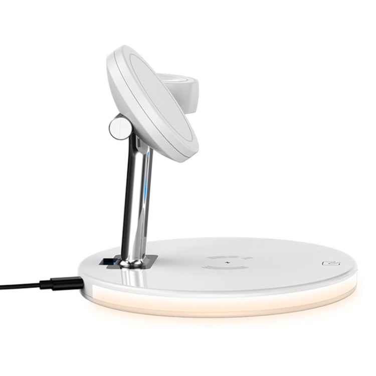 3 in 1 15W Multi-function Magnetic Wireless Charger for Mobile Phones & Apple Watches & AirPods, with Colorful LED Light(White) - Wireless Charger by PMC TechLife | Online Shopping South Africa | PMC TechLife