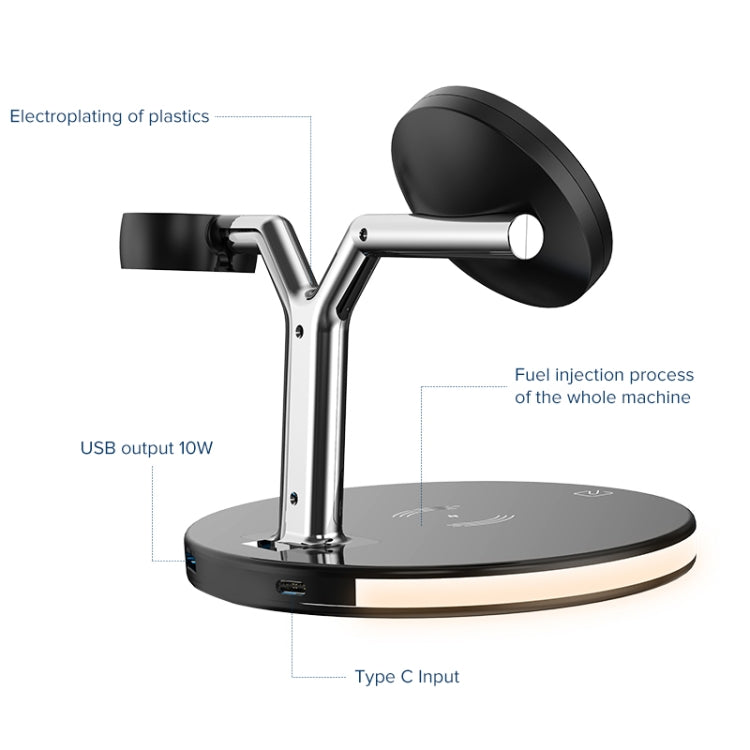 3 in 1 15W Multi-function Magnetic Wireless Charger for Mobile Phones & Apple Watches & AirPods, with Colorful LED Light(White) - Wireless Charger by PMC TechLife | Online Shopping South Africa | PMC TechLife