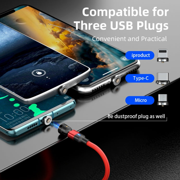 2m 3A Output 3 in 1 USB to 8 Pin + USB-C / Type-C + Micro USB 540 Degree Rotating Magnetic Data Sync Charging Cable(Black) - free shipping - PMC Jewellery - Order now!