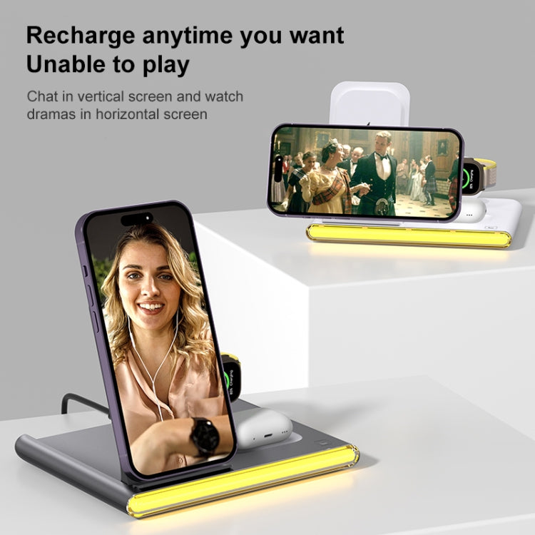 C27 15W 4 in 1 Foldable Magnetic Wireless Charger with Ambient Light (Black) - Wireless Charger by PMC Jewellery | Online Shopping South Africa | PMC Jewellery | Buy Now Pay Later Mobicred