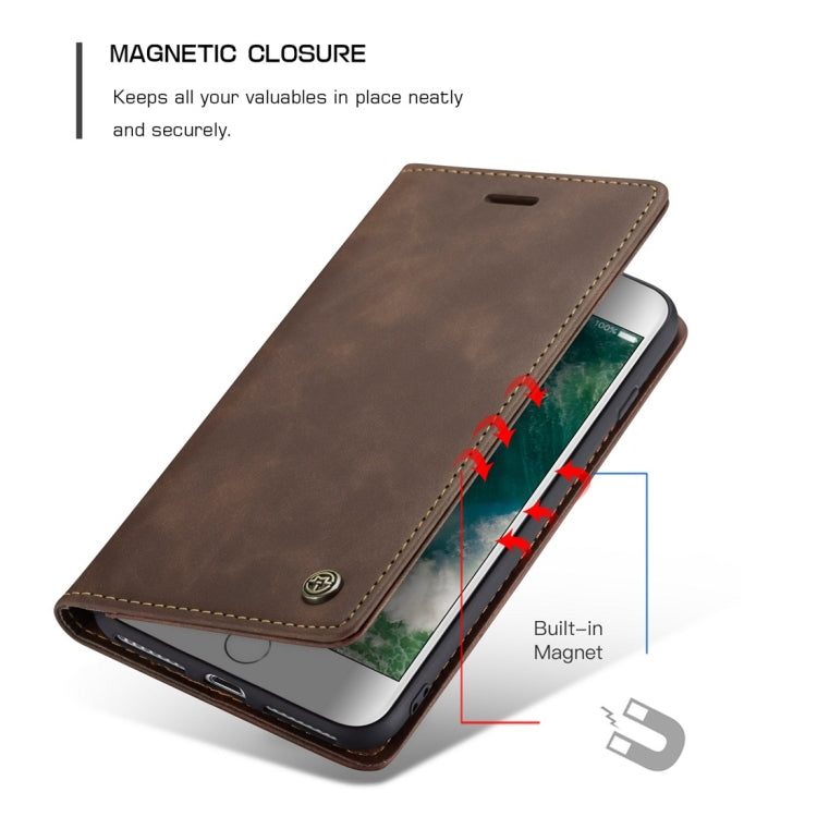 CaseMe-013 Multifunctional Retro Frosted Horizontal Flip Leather Case for iPhone 7 Plus / 8 Plus, with Card Slot & Holder & Wallet(Coffee) - More iPhone Cases by CaseMe | Online Shopping South Africa | PMC Jewellery | Buy Now Pay Later Mobicred