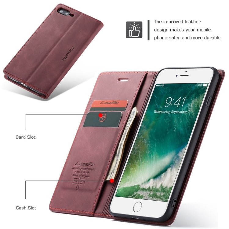 CaseMe-013 Multifunctional Retro Frosted Horizontal Flip Leather Case for iPhone 7 Plus / 8 Plus, with Card Slot & Holder & Wallet(Khaki) - free shipping - PMC Jewellery - Order now!