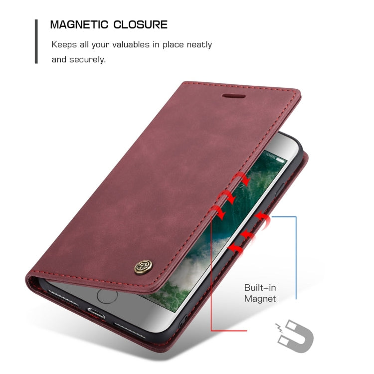 CaseMe-013 Multifunctional Retro Frosted Horizontal Flip Leather Case for iPhone 7 Plus / 8 Plus, with Card Slot & Holder & Wallet(Khaki) - free shipping - PMC Jewellery - Order now!
