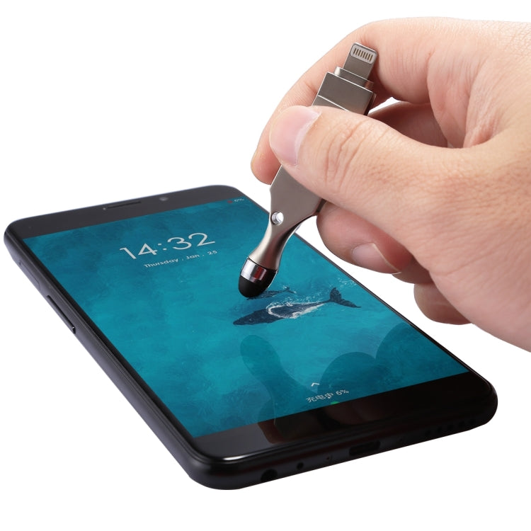 RQW-10E 2 in 1 USB 2.0 & 8 Pin 32GB Flash Drive with Stylus Pen, for iPhone & iPad & iPod & Most Android Smartphones & PC Computer - free shipping - PMC Jewellery - Order now!