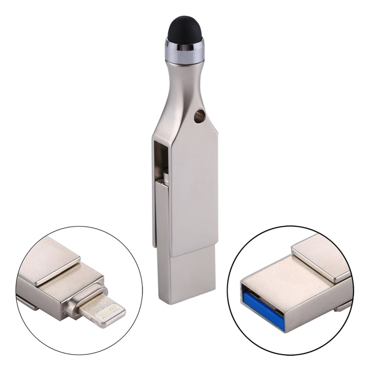 RQW-10E 2 in 1 USB 2.0 & 8 Pin 128GB Flash Drive with Stylus Pen, for iPhone & iPad & iPod & Most Android Smartphones & PC Computer - free shipping - PMC Jewellery - Order now!
