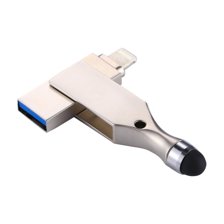 RQW-10E 2 in 1 USB 2.0 & 8 Pin 128GB Flash Drive with Stylus Pen, for iPhone & iPad & iPod & Most Android Smartphones & PC Computer - free shipping - PMC Jewellery - Order now!