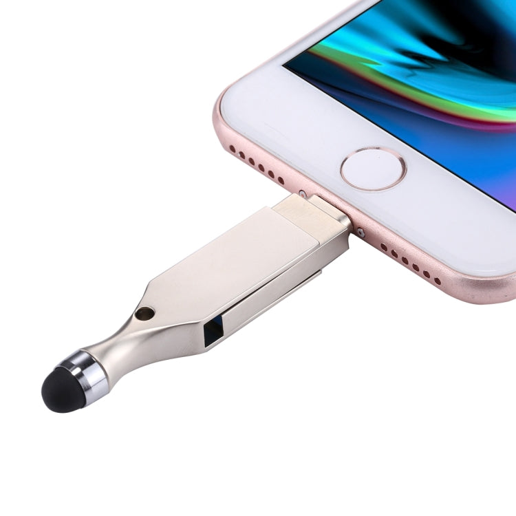 RQW-10E 2 in 1 USB 2.0 & 8 Pin 128GB Flash Drive with Stylus Pen, for iPhone & iPad & iPod & Most Android Smartphones & PC Computer - free shipping - PMC Jewellery - Order now!