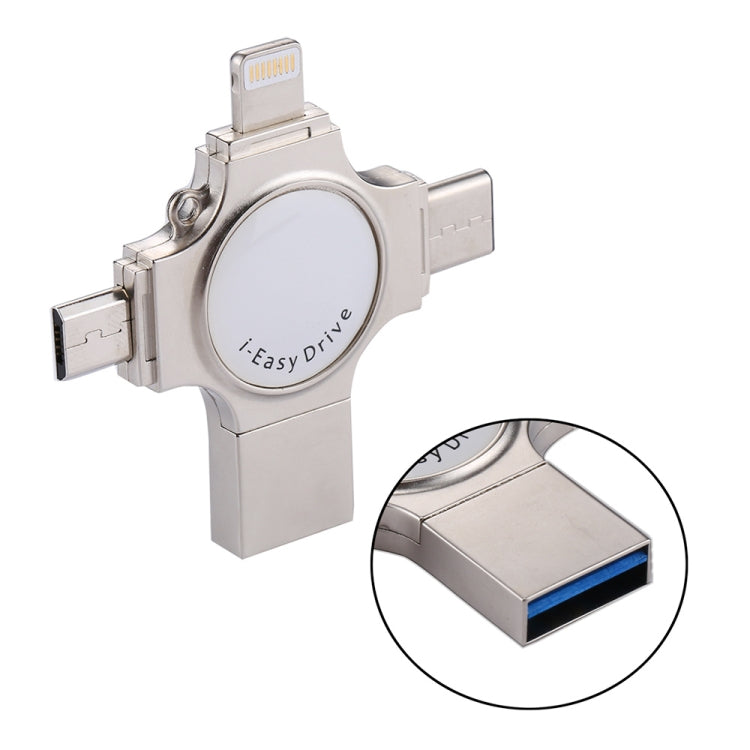 RQW-11S 4 in 1 USB 2.0 & 8 Pin & Micro USB & USB-C / Type-C 64GB Flash Drive - free shipping - PMC Jewellery - Order now!