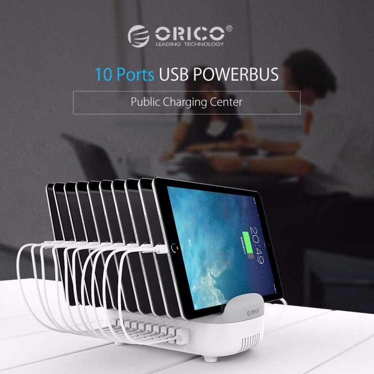 ORICO DUK-10P 120W 10 USB Ports Smart Charging Station with Phone & Tablet Stand, UK Plug(White) - free shipping - PMC Jewellery - Order now!
