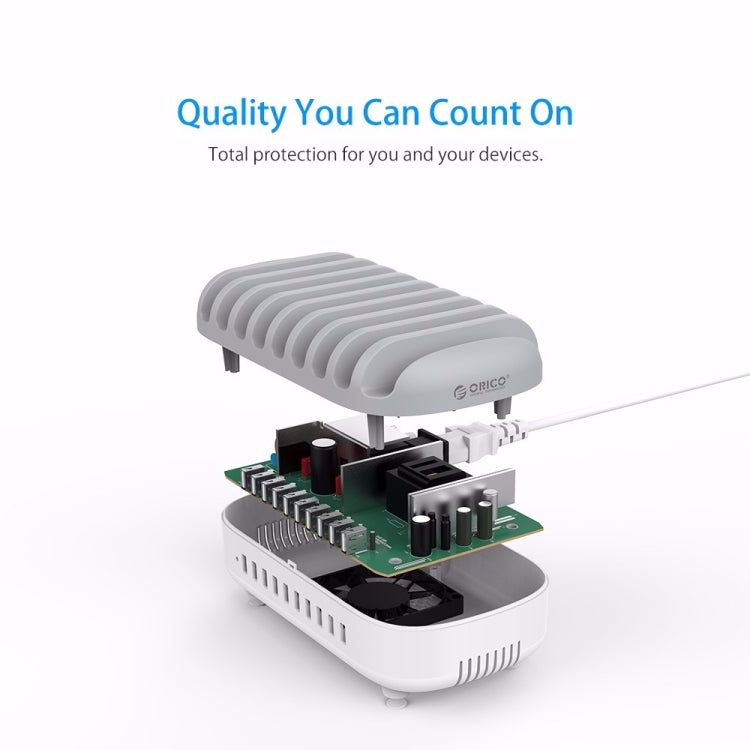 ORICO DUK-10P 120W 10 USB Ports Smart Charging Station with Phone & Tablet Stand, UK Plug(White) - free shipping - PMC Jewellery - Order now!