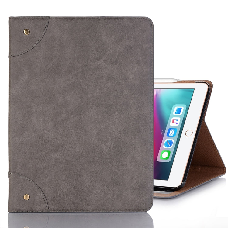 Retro Book Style Horizontal Flip PU Leather Case for iPad Air 13 2025 / 2024 / iPad Pro 12.9 inch (2018), with Holder & Card Slots & Wallet (Grey) - free shipping - PMC TechLife - Order now!