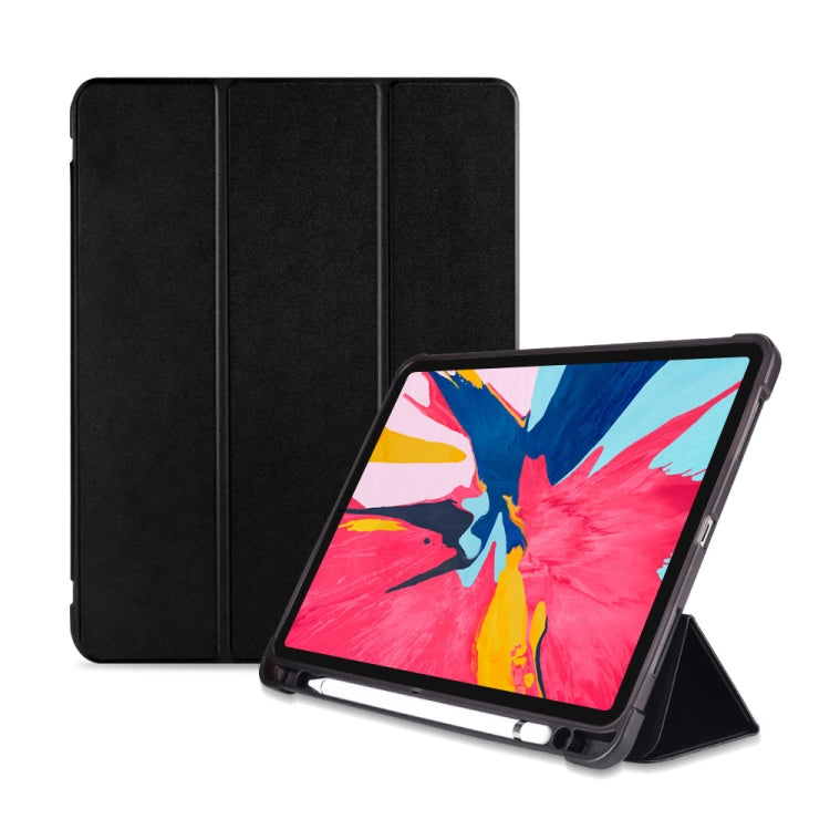 Three-folding Shockproof TPU Protective Case for iPad Pro 11 inch (2018) / (2020), with Holder & Pen Slot(Black) - iPad Pro 11 (2018) Cases by PMC TechLife | Online Shopping South Africa | PMC TechLife