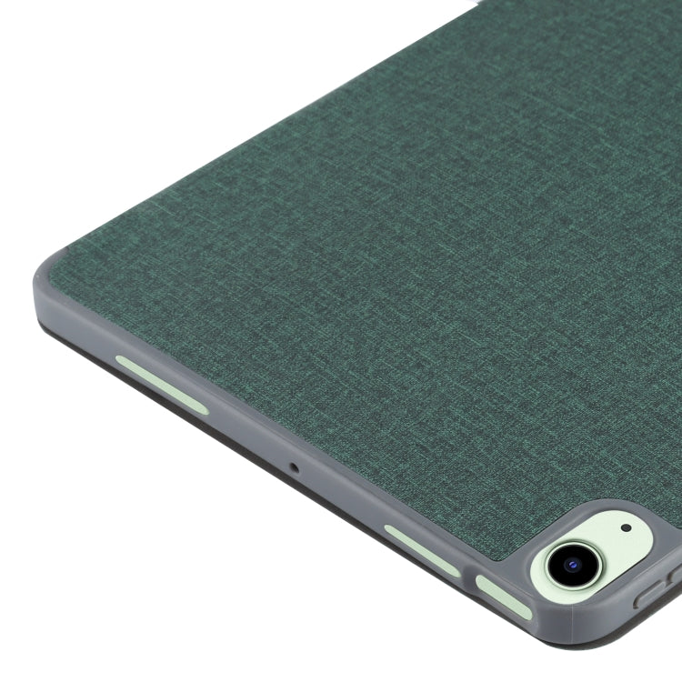 Mutural YASHI Series TPU + PU Cloth Pattern Texture Horizontal Flip Leather Case with Three-folding Holder & Pen Slot & Wake-up / Sleep Function For iPad Air 2022 / 2020 10.9(Green) - free shipping - PMc TechLife - Order now!