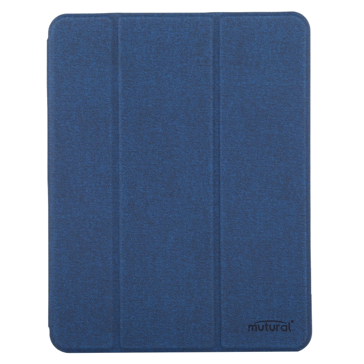 Mutural YASHI Series TPU + PU Cloth Pattern Texture Horizontal Flip Leather Case with Three-folding Holder & Pen Slot & Wake-up / Sleep Function For iPad Air 2022 / 2020 10.9(Blue) - free shipping - PMc TechLife - Order now!