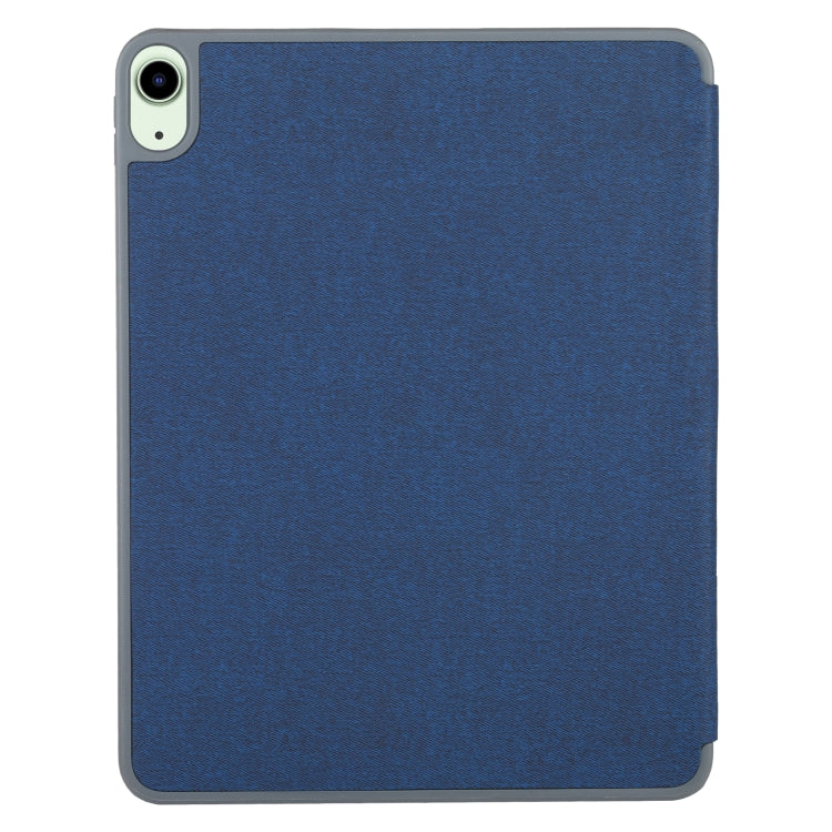 Mutural YASHI Series TPU + PU Cloth Pattern Texture Horizontal Flip Leather Case with Three-folding Holder & Pen Slot & Wake-up / Sleep Function For iPad Air 2022 / 2020 10.9(Blue) - free shipping - PMc TechLife - Order now!