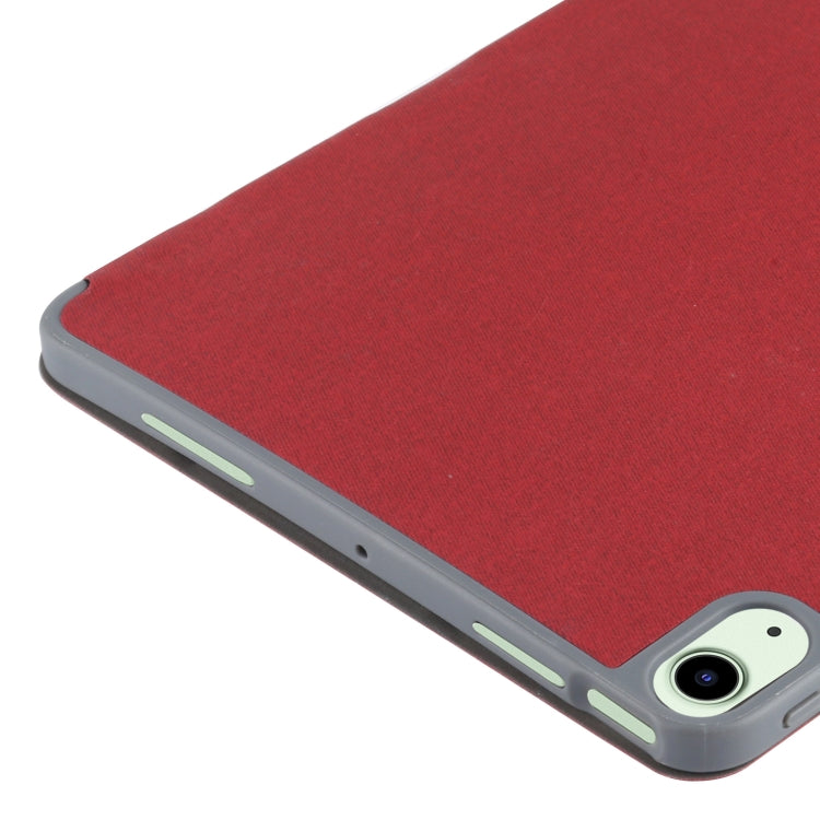 Mutural YASHI Series TPU + PU Cloth Pattern Texture Horizontal Flip Leather Case with Three-folding Holder & Pen Slot & Wake-up / Sleep Function For iPad Air 2022 / 2020 10.9(Red) - free shipping - PMc TechLife - Order now!