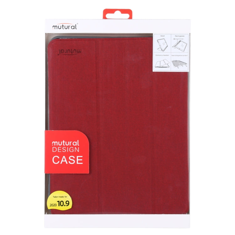 Mutural YASHI Series TPU + PU Cloth Pattern Texture Horizontal Flip Leather Case with Three-folding Holder & Pen Slot & Wake-up / Sleep Function For iPad Air 2022 / 2020 10.9(Red) - free shipping - PMc TechLife - Order now!