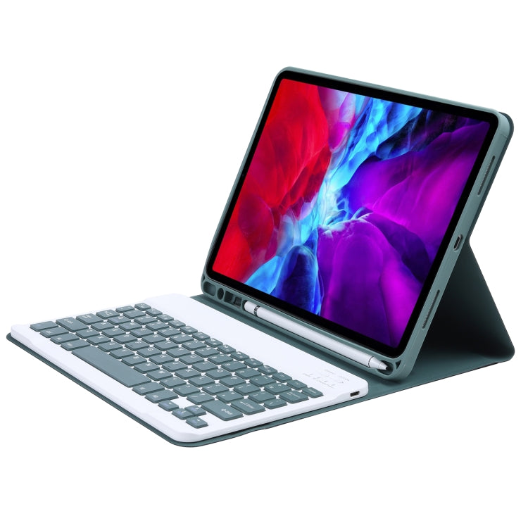C-11B Detachable Candy Color Bluetooth Keyboard Leather Tablet Case with Pen Slot & Holder for iPad Pro 11 2022 / 2021 / Air 5 / Air 4 (Dark Green) - For iPad Pro by PMC Jewellery | Online Shopping South Africa | PMC Jewellery | Buy Now Pay Later Mobicred
