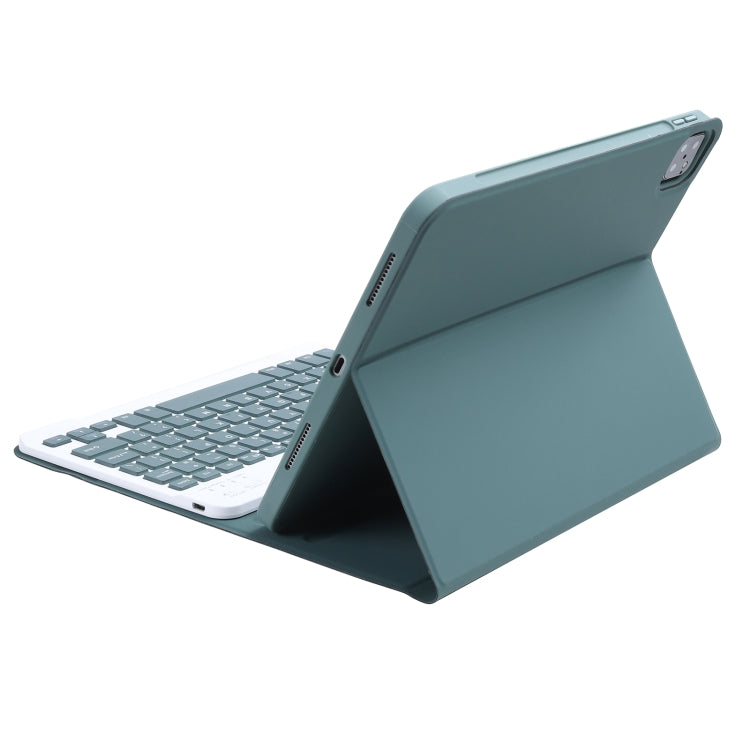C-11B Detachable Candy Color Bluetooth Keyboard Leather Tablet Case with Pen Slot & Holder for iPad Pro 11 2022 / 2021 / Air 5 / Air 4 (Dark Green) - For iPad Pro by PMC Jewellery | Online Shopping South Africa | PMC Jewellery | Buy Now Pay Later Mobicred