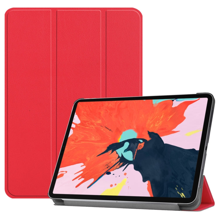 Custer Texture Horizontal Flip PU Leather Case for iPad Air 13 2024 / iPad Pro 12.9 inch (2018), with Three-folding Holder & Sleep / Wake-up Function(Red) - iPad Pro 12.9 (2018) Cases by PMC TechLife | Online Shopping South Africa | PMC TechLife | Buy Now Pay Later Mobicred