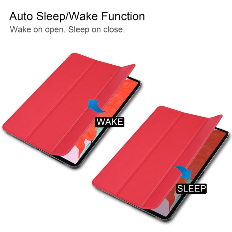 Custer Texture Horizontal Flip PU Leather Case for iPad Air 13 2024 / iPad Pro 12.9 inch (2018), with Three-folding Holder & Sleep / Wake-up Function(Red) - iPad Pro 12.9 (2018) Cases by PMC TechLife | Online Shopping South Africa | PMC TechLife | Buy Now Pay Later Mobicred