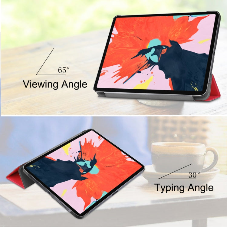 Custer Texture Horizontal Flip PU Leather Case for iPad Air 13 2024 / iPad Pro 12.9 inch (2018), with Three-folding Holder & Sleep / Wake-up Function(Red) - iPad Pro 12.9 (2018) Cases by PMC TechLife | Online Shopping South Africa | PMC TechLife | Buy Now Pay Later Mobicred