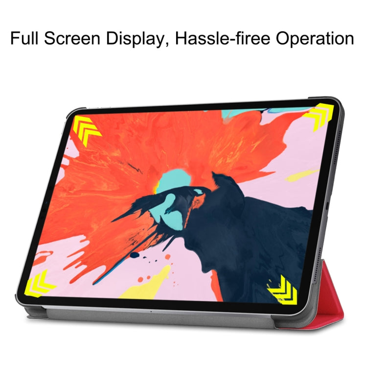 Custer Texture Horizontal Flip PU Leather Case for iPad Air 13 2024 / iPad Pro 12.9 inch (2018), with Three-folding Holder & Sleep / Wake-up Function(Red) - iPad Pro 12.9 (2018) Cases by PMC TechLife | Online Shopping South Africa | PMC TechLife | Buy Now Pay Later Mobicred