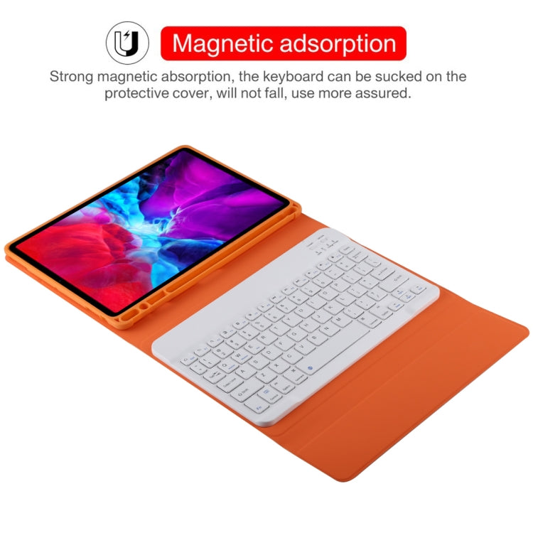 TG11B Detachable Bluetooth White Keyboard + Microfiber Leather Tablet Case for iPad Pro 11 inch (2020), with Pen Slot & Holder (Orange) - For iPad Pro by PMC TechLife | Online Shopping South Africa | PMC TechLife