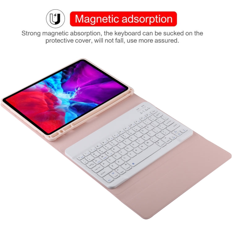 TG11B Detachable Bluetooth White Keyboard + Microfiber Leather Tablet Case for iPad Pro 11 inch (2020), with Pen Slot & Holder (Pink) - For iPad Pro by PMC TechLife | Online Shopping South Africa | PMC TechLife