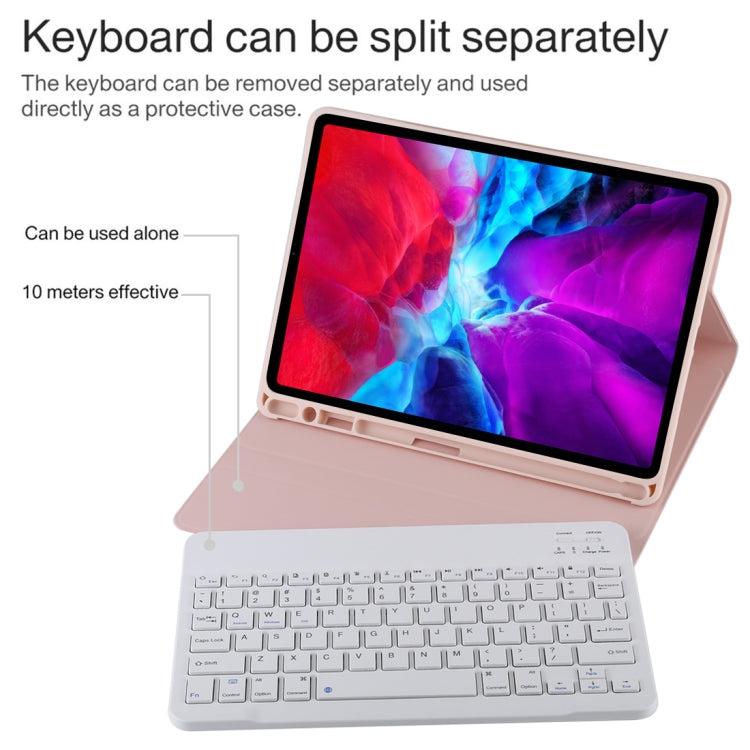 TG11B Detachable Bluetooth White Keyboard + Microfiber Leather Tablet Case for iPad Pro 11 inch (2020), with Pen Slot & Holder (Pink) - For iPad Pro by PMC TechLife | Online Shopping South Africa | PMC TechLife