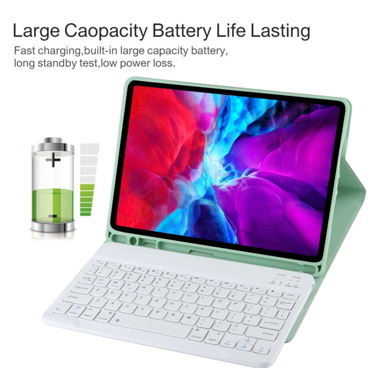 TG11B Detachable Bluetooth White Keyboard + Microfiber Leather Tablet Case for iPad Pro 11 inch (2020), with Pen Slot & Holder (Green) - For iPad Pro by PMC TechLife | Online Shopping South Africa | PMC TechLife