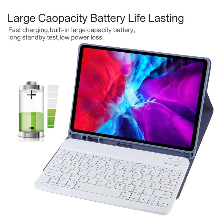 TG11B Detachable Bluetooth White Keyboard + Microfiber Leather Tablet Case for iPad Pro 11 inch (2020), with Pen Slot & Holder (Purple) - For iPad Pro by PMC TechLife | Online Shopping South Africa | PMC TechLife