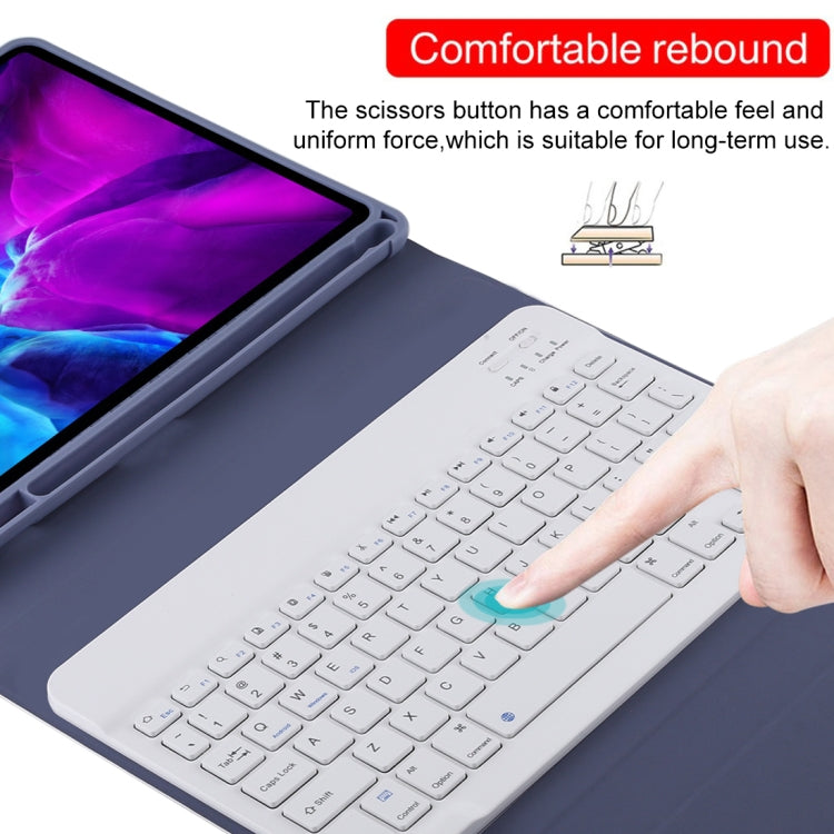 TG11B Detachable Bluetooth White Keyboard + Microfiber Leather Tablet Case for iPad Pro 11 inch (2020), with Pen Slot & Holder (Purple) - For iPad Pro by PMC TechLife | Online Shopping South Africa | PMC TechLife