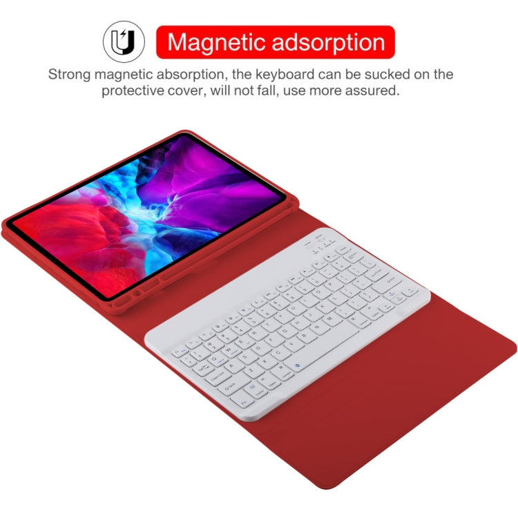 TG11B Detachable Bluetooth White Keyboard + Microfiber Leather Tablet Case for iPad Pro 11 inch (2020), with Pen Slot & Holder (Red) - free shipping - PMC TechLife - Order now!