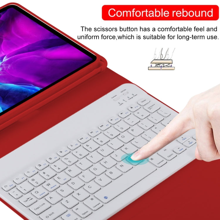 TG11B Detachable Bluetooth White Keyboard + Microfiber Leather Tablet Case for iPad Pro 11 inch (2020), with Pen Slot & Holder (Red) - free shipping - PMC TechLife - Order now!