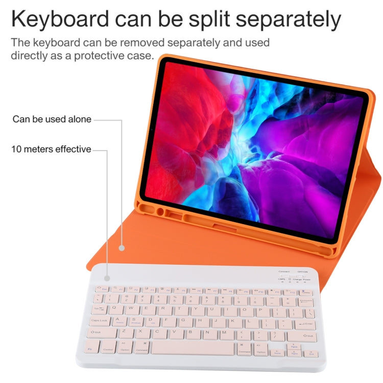 TG11B Detachable Bluetooth Pink Keyboard + Microfiber Leather Tablet Case for iPad Pro 11 inch (2020), with Pen Slot & Holder (Orange) - For iPad Pro by PMC TechLife | Online Shopping South Africa | PMC TechLife