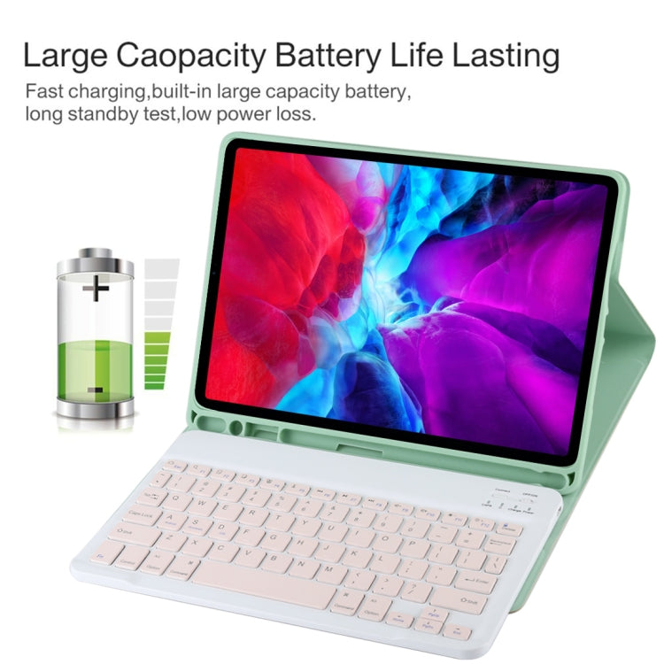 TG11B Detachable Bluetooth Pink Keyboard + Microfiber Leather Tablet Case for iPad Pro 11 inch (2020), with Pen Slot & Holder (Green) - For iPad Pro by PMC TechLife | Online Shopping South Africa | PMC TechLife