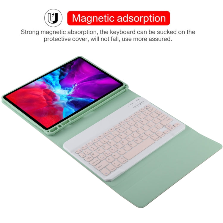 TG11B Detachable Bluetooth Pink Keyboard + Microfiber Leather Tablet Case for iPad Pro 11 inch (2020), with Pen Slot & Holder (Green) - For iPad Pro by PMC TechLife | Online Shopping South Africa | PMC TechLife