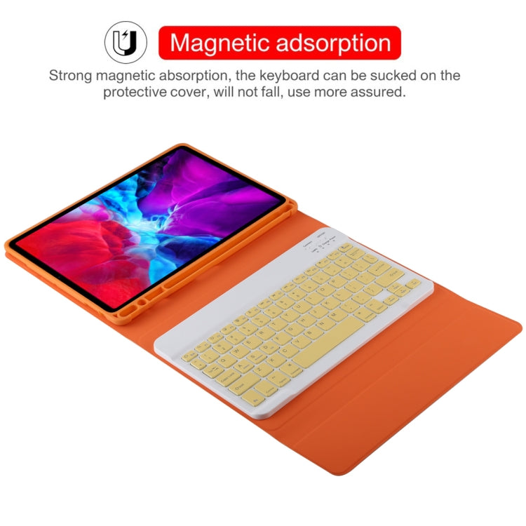 TG11B Detachable Bluetooth Yellow Keyboard + Microfiber Leather Tablet Case for iPad Pro 11 inch (2020), with Pen Slot & Holder (Orange) - For iPad Pro by PMC TechLife | Online Shopping South Africa | PMC TechLife | Buy Now Pay Later Mobicred